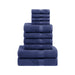 Egyptian Cotton Pile Solid 10-Piece Towel Set - Navy Blue