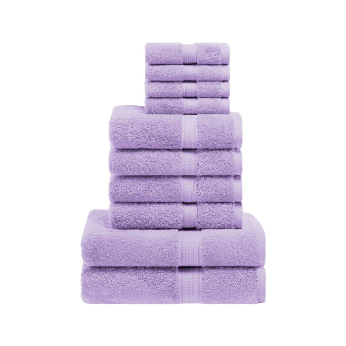 Egyptian Cotton Pile Solid 10-Piece Towel Set - Purple