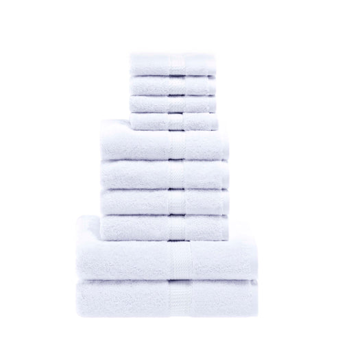 Egyptian Cotton Pile Solid 10-Piece Towel Set - White