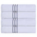 Turkish Cotton Ultra Plush Solid Absorbent 4 Piece Bath Towel Set -White/Navy Blue