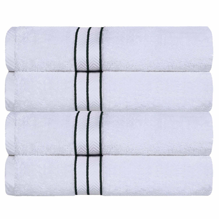 Turkish Cotton Ultra Plush Solid Absorbent 4 Piece Bath Towel Set -White/Teal