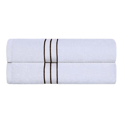 Turkish Cotton Ultra Plush Solid Absorbent 2 Piece Bath Towel Set - White/Choco