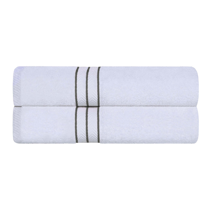 Turkish Cotton Ultra Plush Solid Absorbent 2 Piece Bath Towel Set - White/Charcoal