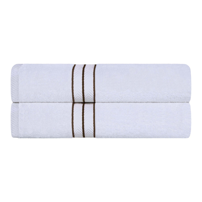 Turkish Cotton Ultra Plush Solid Absorbent 2 Piece Bath Towel Set - White/Latte