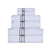 Turkish Cotton Ultra-Plush Solid 6-Piece Highly Absorbent Towel Set - White/Teal