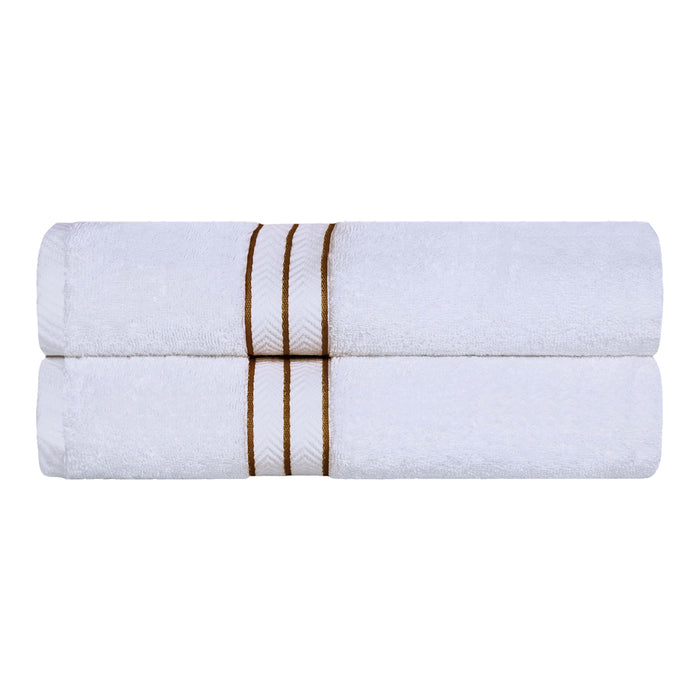 Turkish Cotton Ultra Plush Solid Absorbent 2 Piece Bath Towel Set - White/Toast