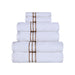 Turkish Cotton Ultra-Plush Solid 6-Piece Highly Absorbent Towel Set - White/Toast