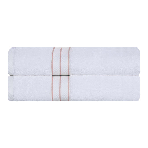 Turkish Cotton Ultra Plush Solid Absorbent 2 Piece Bath Towel Set - White/Tea Rose