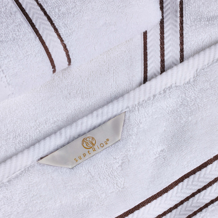Turkish Cotton Ultra Plush Solid Absorbent 4 Piece Bath Towel Set -White/Chocolate