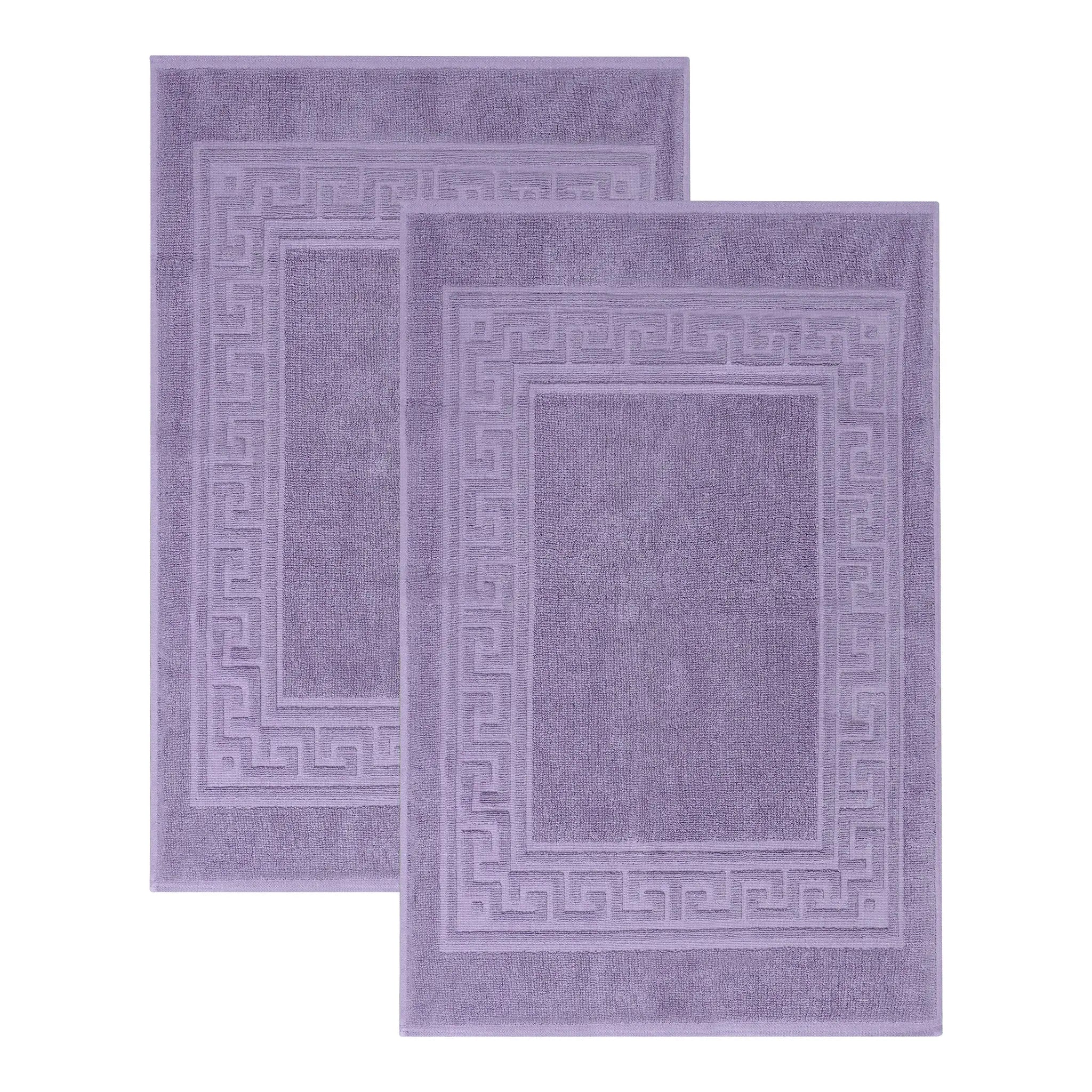 Cotton 2 Piece Greek Key Border Super Absorbent Bath Mat Set - Blue Nile Mills