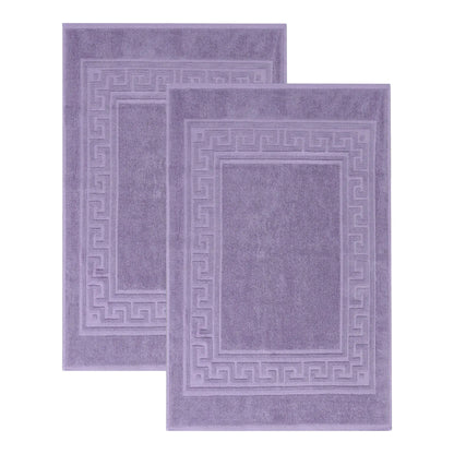 Cotton 2 Piece Greek Key Border Super Absorbent Bath Mat Set - Blue Nile Mills