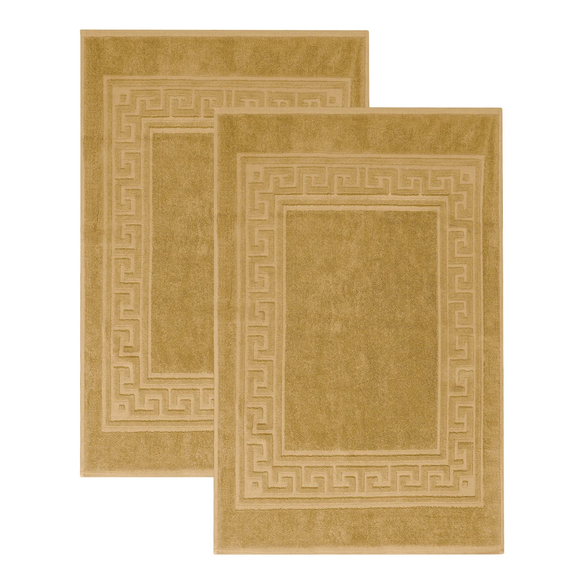 Cotton 2 Piece Greek Key Border Super Absorbent Bath Mat Set - Blue Nile Mills