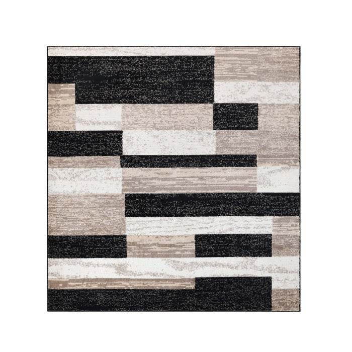 Rockwood Contemporary Geometric Patchwork Indoor Area Rug or Runner - Ivory/Beige