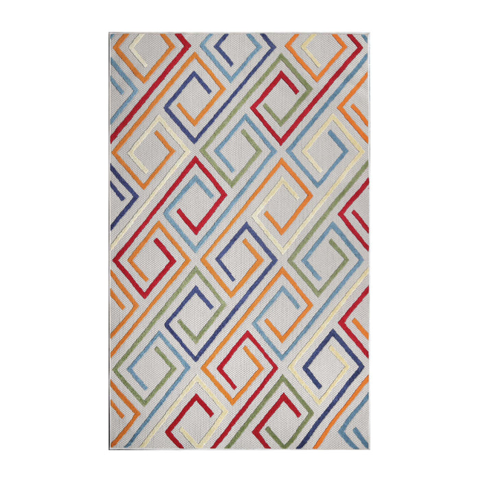 Geometric Modern Indoor Outdoor Area Rug - Cream