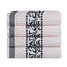Athens Cotton Greek Scroll and Floral 4 Piece Assorted Bath Towel Set - Ivory/Black