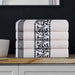 Athens Cotton Greek Scroll and Floral 4 Piece Assorted Bath Towel Set - Ivory/ Black
