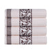 Athens Cotton Greek Scroll and Floral 4 Piece Assorted Bath Towel Set - Ivory/ Chocolate