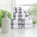 Athens Cotton Greek Scroll and Floral 8 Piece Assorted Towel Set - White/ Grey