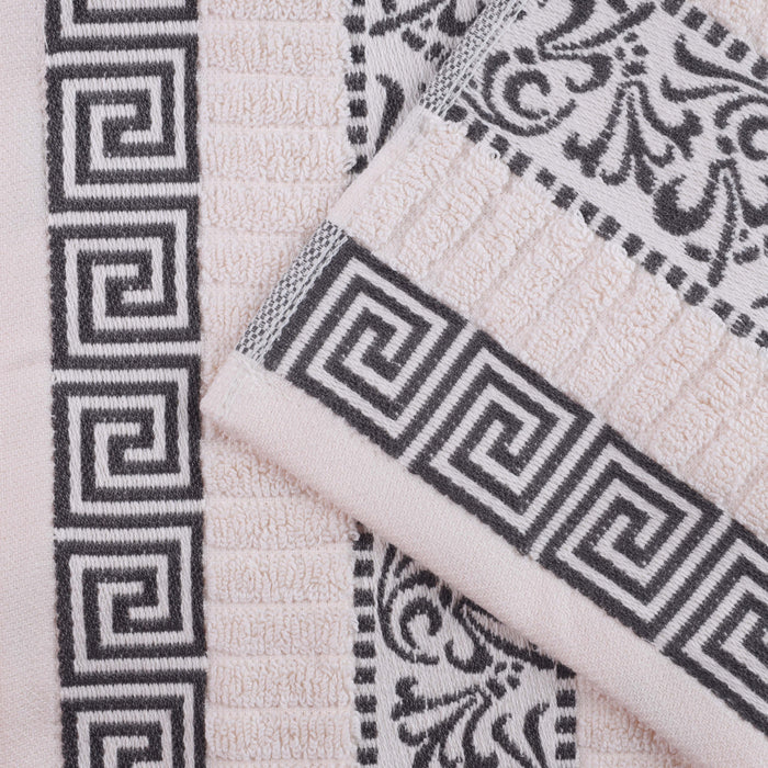 Athens Cotton Greek Scroll and Floral 4 Piece Assorted Bath Towel Set