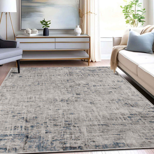 Acer Modern Distressed Abstract Indoor Area Rug Or Runner Rug - Blue