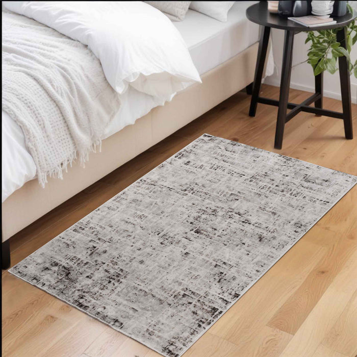 Acer Distressed Contemporary Abstract Modern Indoor Area Rug or Runner - Charcoal