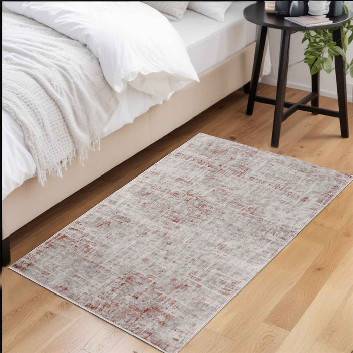 Acer Distressed Contemporary Abstract Modern Indoor Area Rug or Runner - Rust