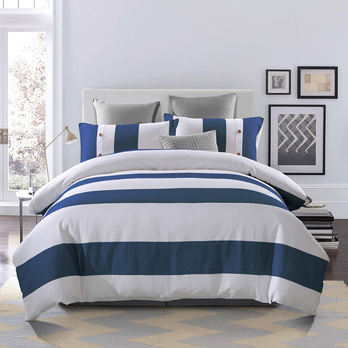 300 Thread Count Cotton Striped Duvet Cover Set