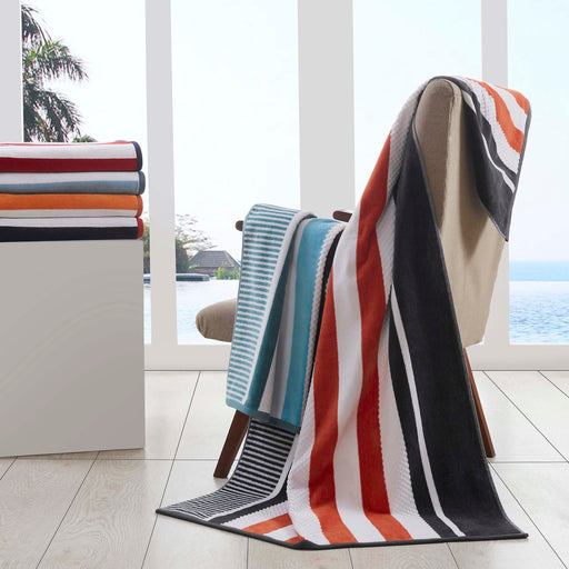 Cotton Striped Oversized 4 Piece Beach Towel Set