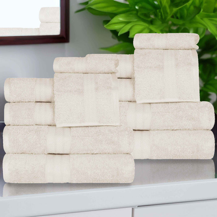 Atlas Combed Cotton Absorbent Solid Face Towels / Washcloths Set of 12