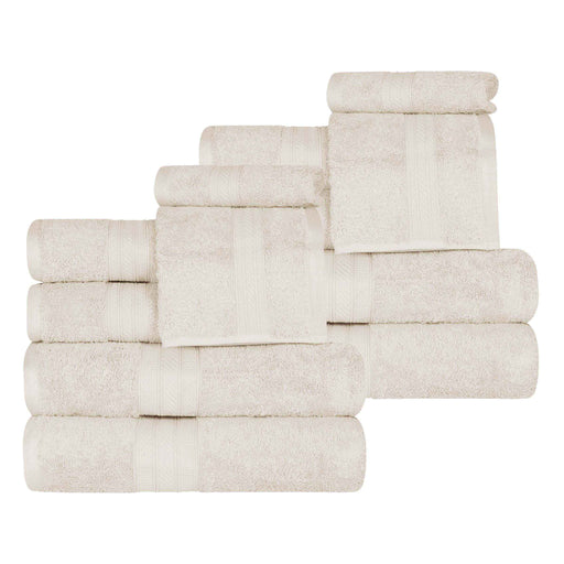 Atlas Cotton Plush Heavyweight Luxury 12 Piece Assorted Towel Set - Almond