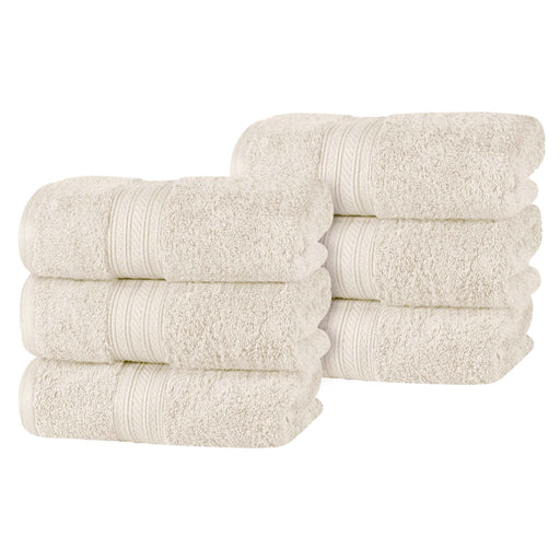 Atlas Cotton Plush Absorbent Heavyweight Luxury Hand Towel Set of 6 - Almond