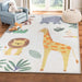 Animal Safari Playroom Non-Slip Kids Indoor Area Rug - Ivory