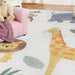 Animal Safari Playroom Non-Slip Kids Indoor Area Rug - Ivory