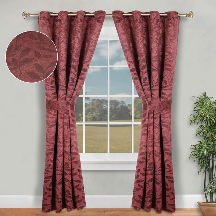 Leaves Machine Room Darkening Blackout Curtains, Set of 2