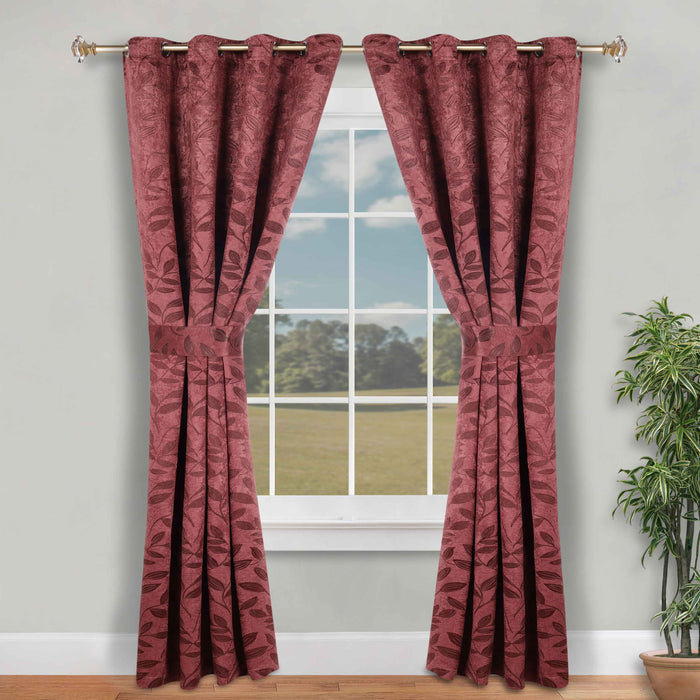 Leaves Machine Room Darkening Blackout Curtains, Set of 2