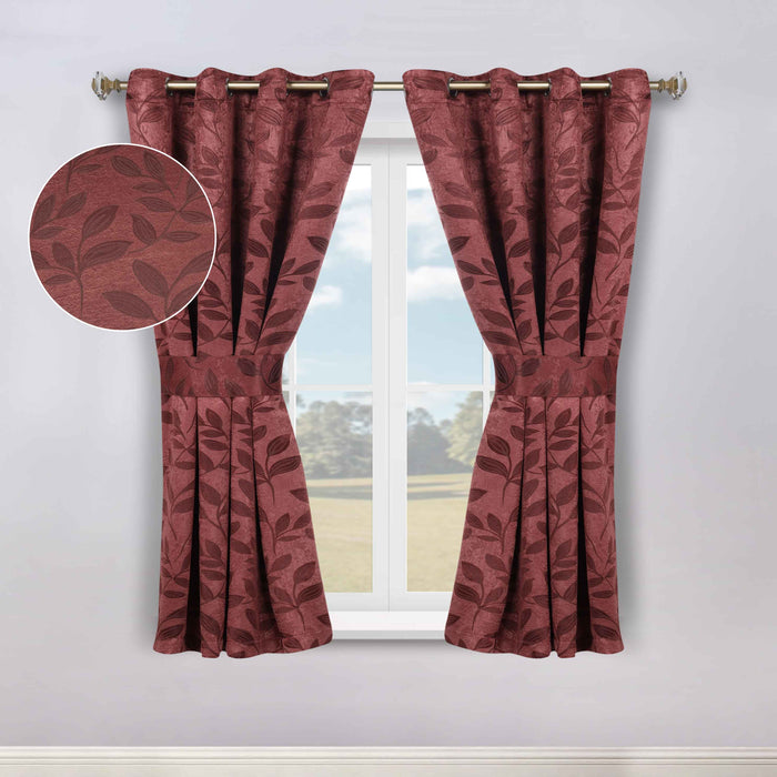 Leaves Machine Room Darkening Blackout Curtains, Set of 2