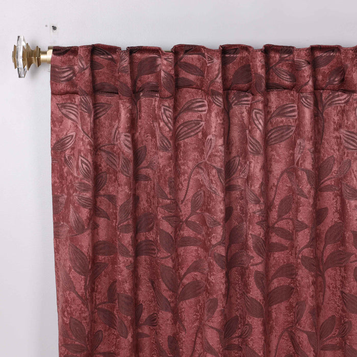 Superior Leaves Room Darkening Back Tab Blackout Curtains Panel Set