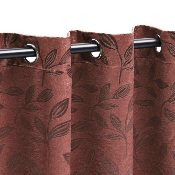 Leaves Machine Washable Room Darkening Blackout Curtains, Set of 2