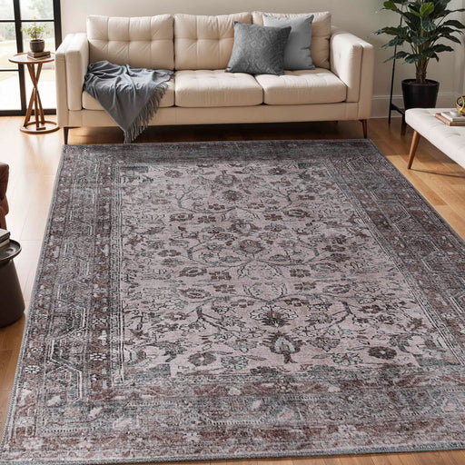 Distressed Floral Medallion Indoor Area Rug - DarkWalnut