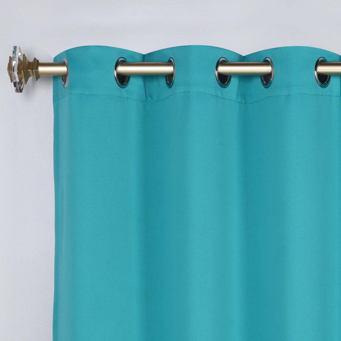 Solid Machine Washable Room Darkening Blackout Curtains, Set of 2 - Aqua