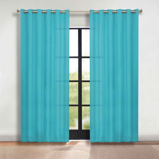 Solid Machine Washable Room Darkening Blackout Curtains, Set of 2 - Aqua