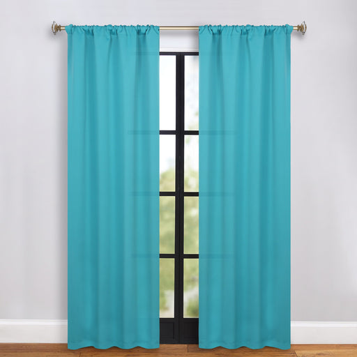 Solid Machine Washable Room Darkening Blackout Curtains, Set of 2 - Aqua