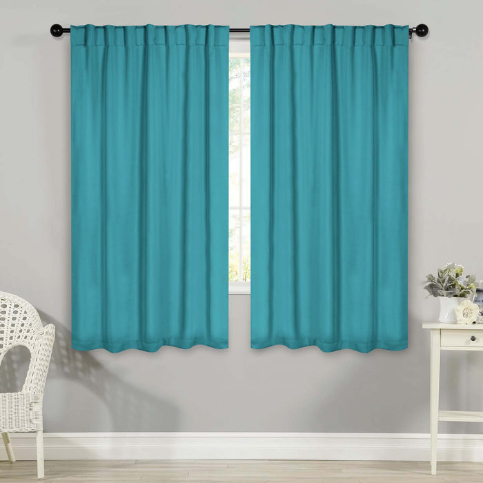 Solid Room Darkening Blackout Curtains with Back Tabs, Set of 2