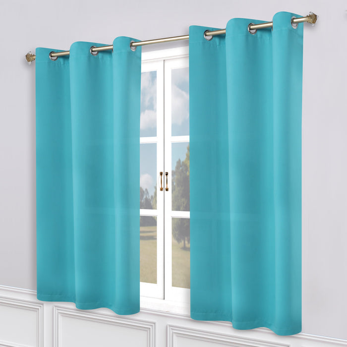 Solid Machine Washable Room Darkening Blackout Curtains, Set of 2 - Aqua