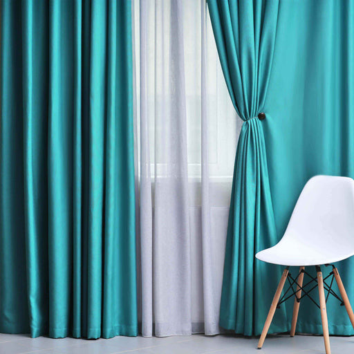 Solid Classic Modern Grommet Blackout Curtain Set - Aqua