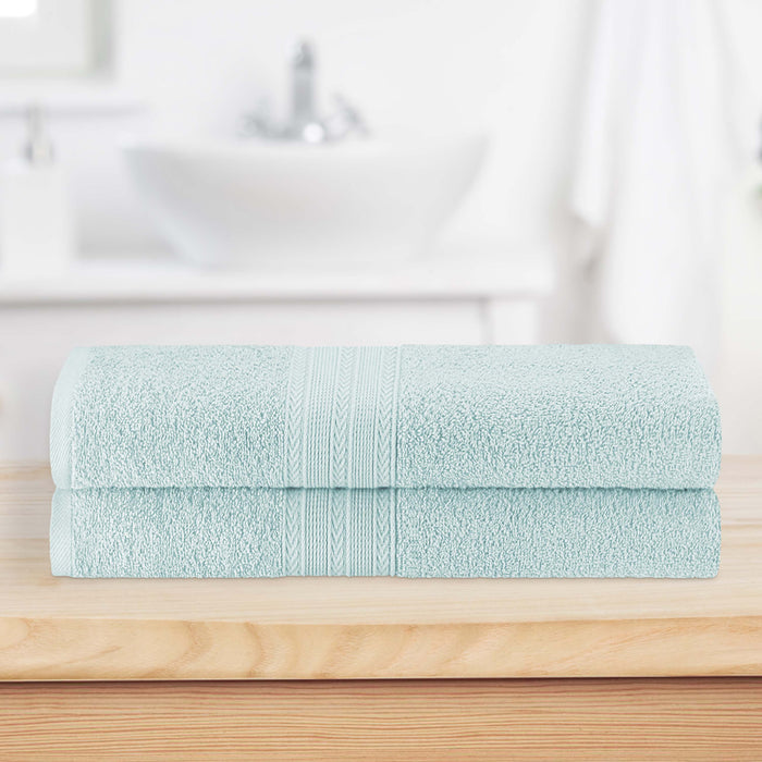 Cotton Eco Friendly 2 Piece Solid Bath Sheet Towel Set - Aqua Marine