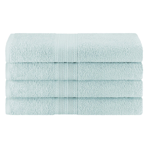 Cotton Eco-Friendly 4 Piece Solid Bath Towel Set - Aquamarine