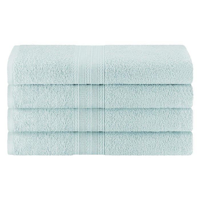 Cotton Eco-Friendly 4 Piece Solid Bath Towel Set - Aquamarine