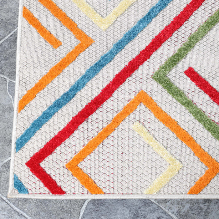 Geometric Modern Indoor Outdoor Area Rug - Cream