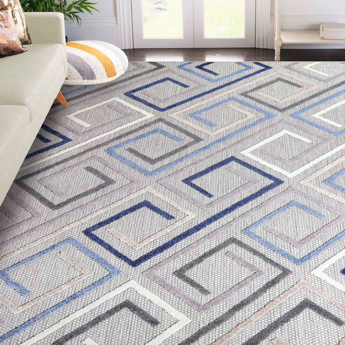 Geometric Modern Indoor Outdoor Area Rug - Grey